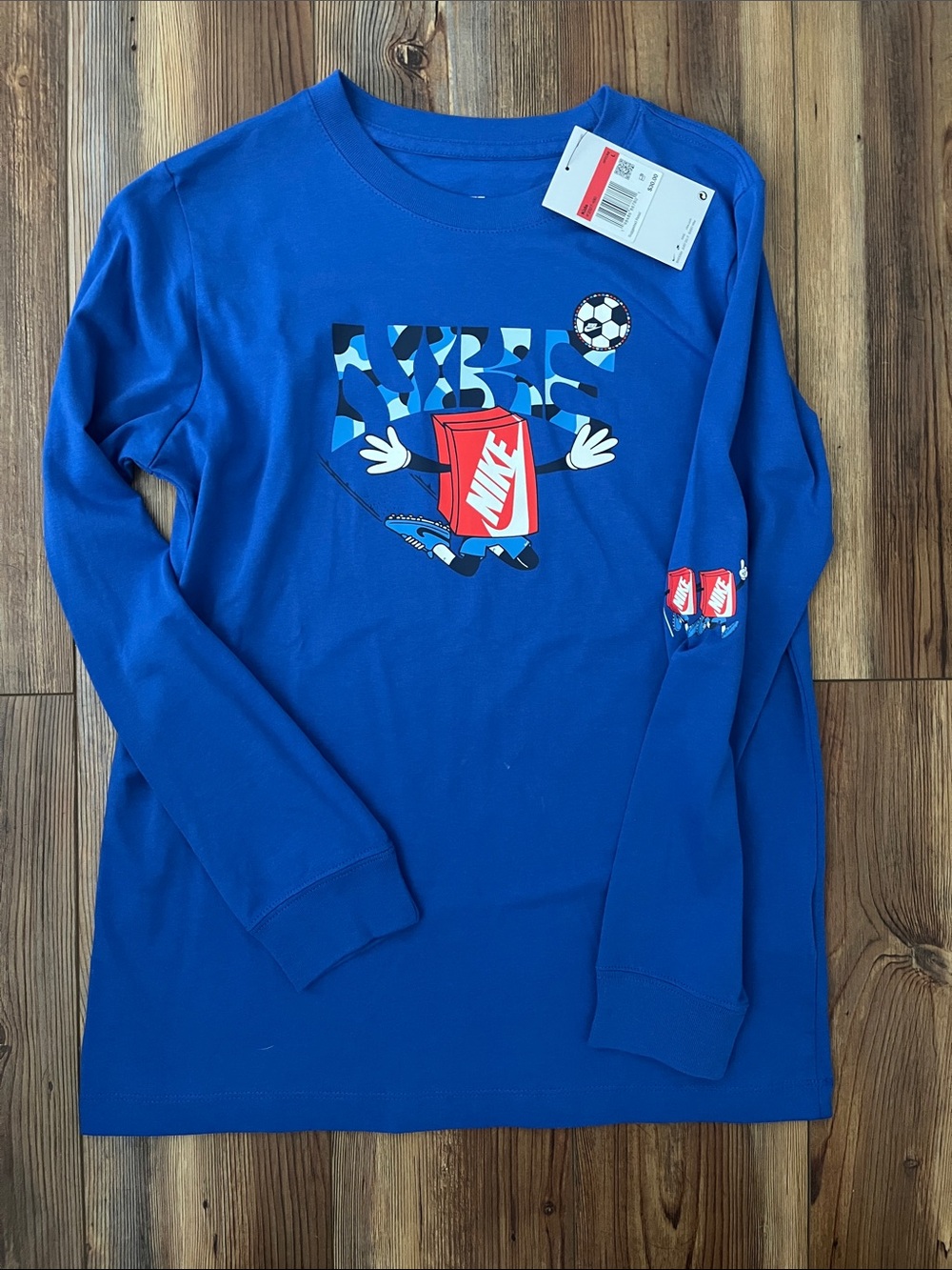 Nike Blue Long-Sleeve Boys' Soccer Graphic Tee